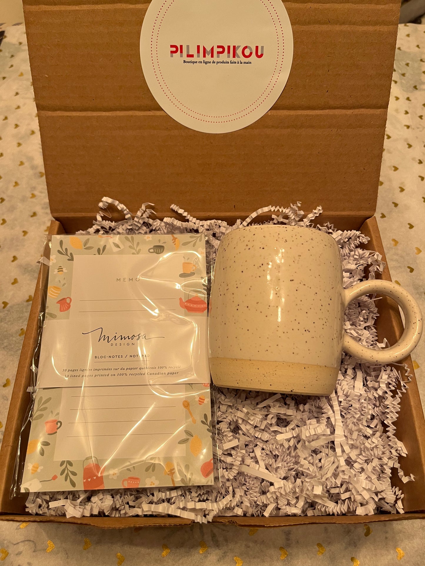 L’ensemble tasse et bloc note