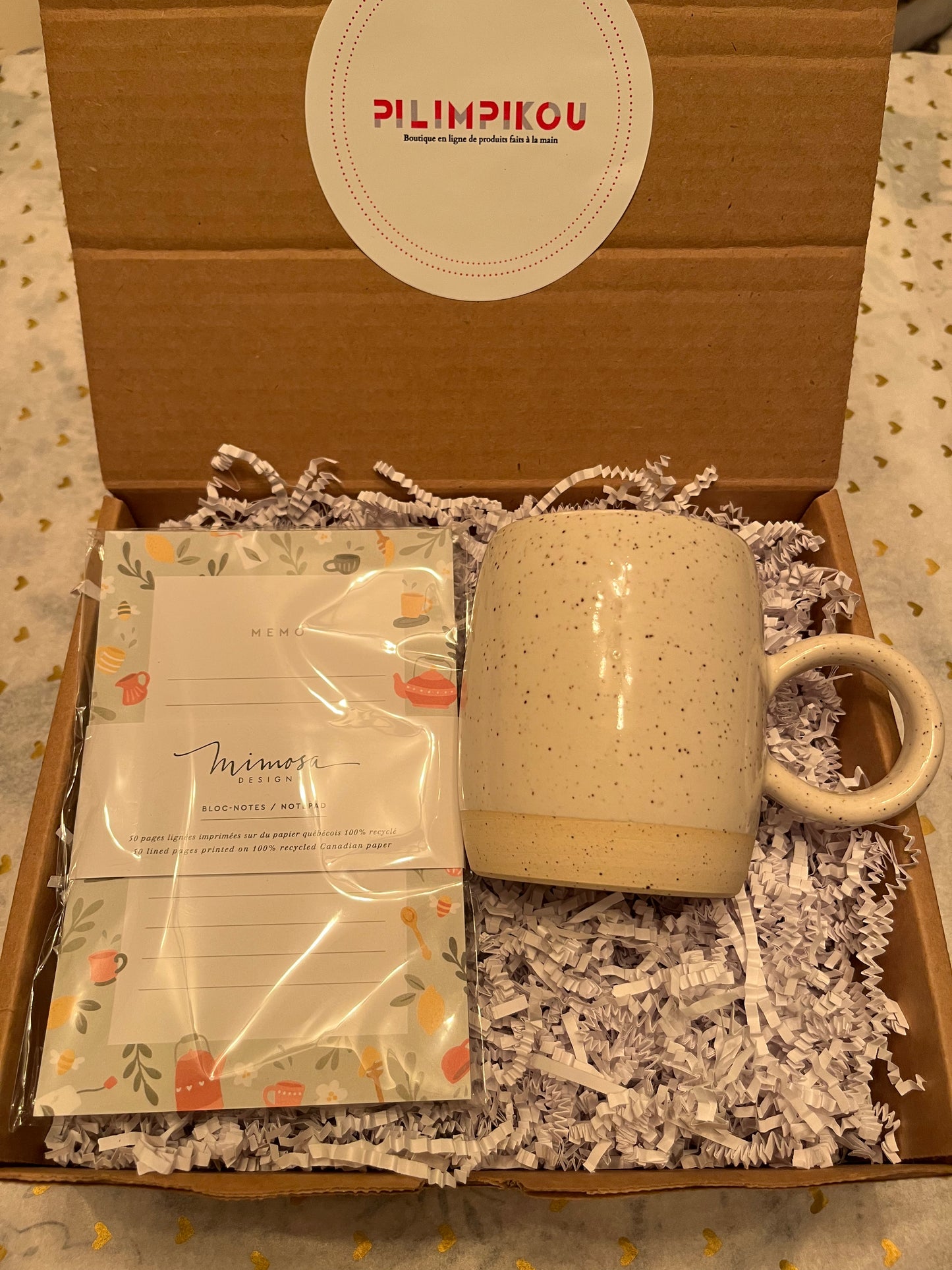L’ensemble tasse et bloc note