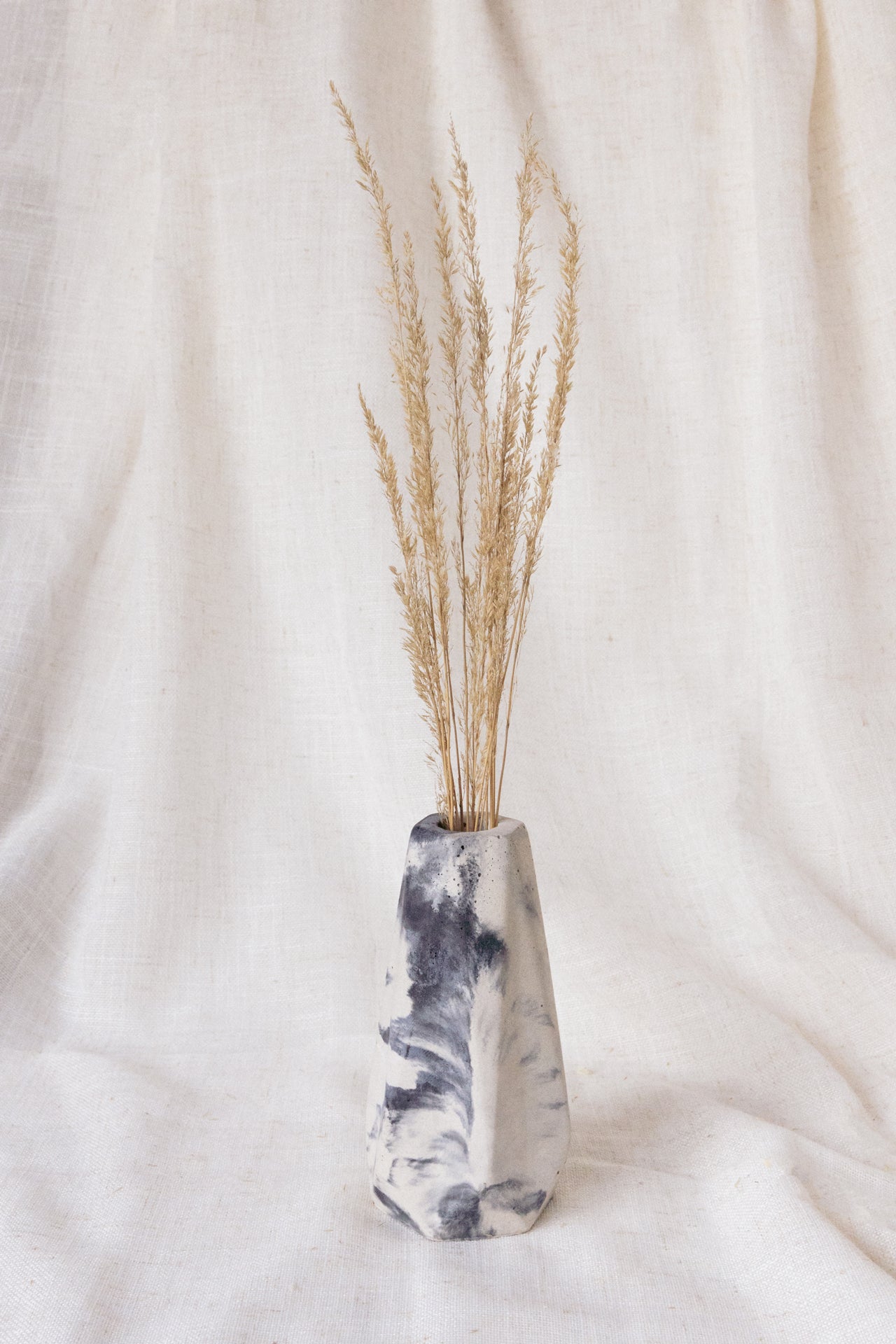 Black and white marbled vase
