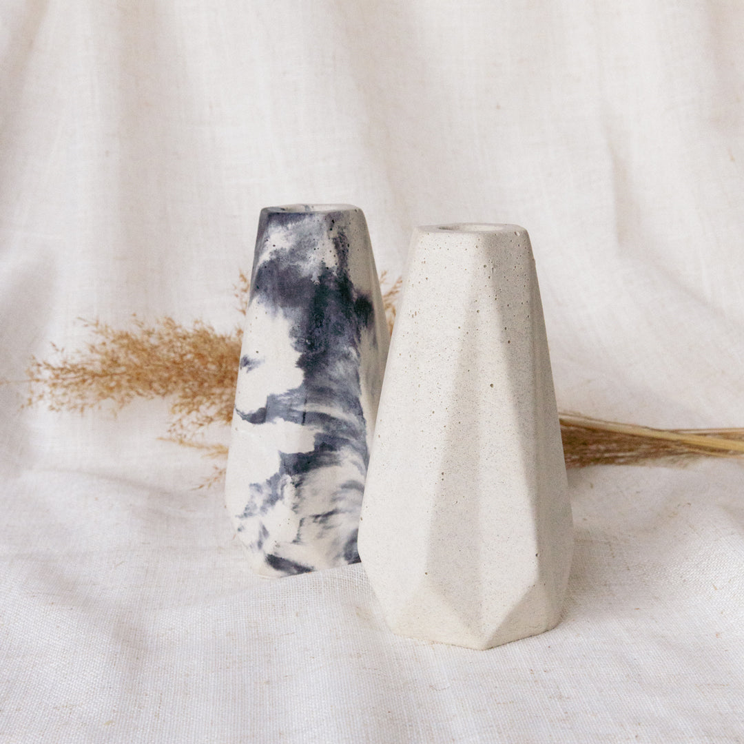 Black and white marbled vase
