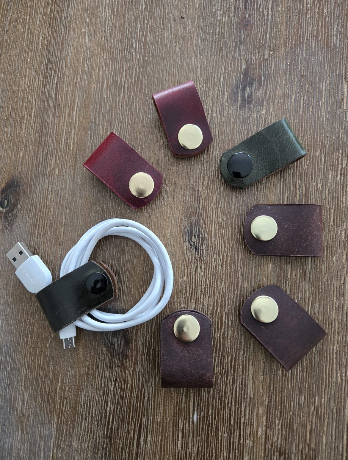 Recycled Leather Cable Tidy – Keep your wires organized