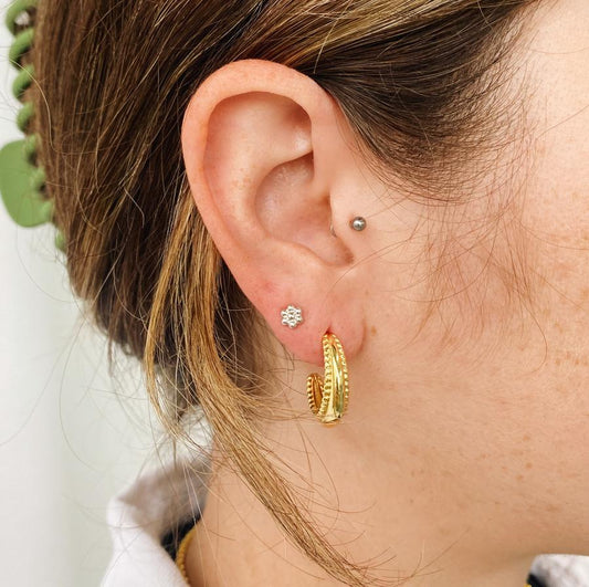 Boucles d'oreilles Delmo en argent sterling .925 plaqués Or 18 carats