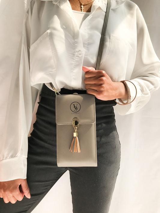 Sac à bandoulière en cuir vegan-Gris