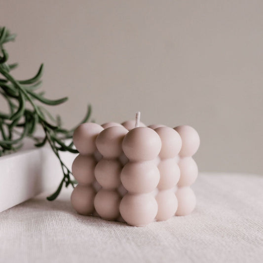 grande bougie à bulles au parfum de coton frais