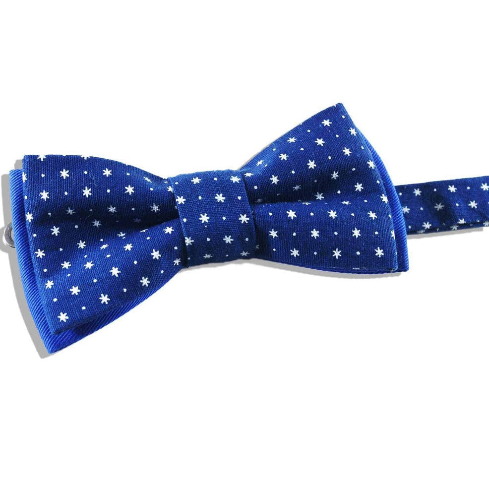 Midnight Blue Dot White Bow Tie 