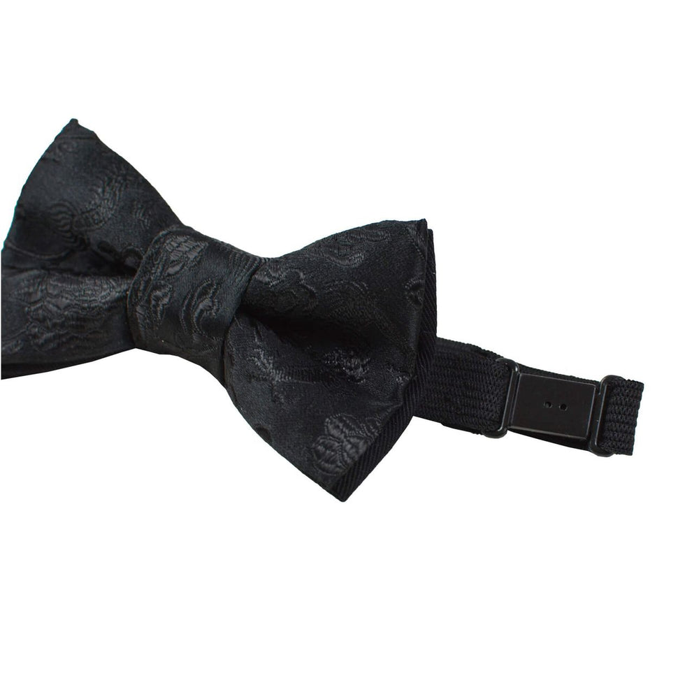 Father and Son Bow Tie Set - Black Chinese Brocade