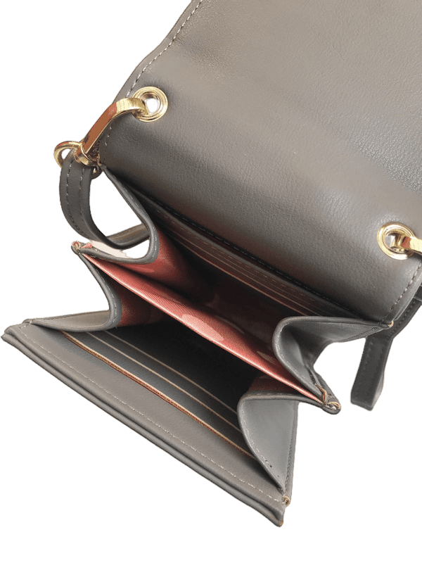 Vegan-gray leather shoulder bag